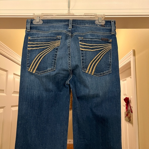 EUC Women's 7 for All Mankind Dojo Wide Leg Frayed Hem Stretch Jeans Size 28 - Picture 2 of 6